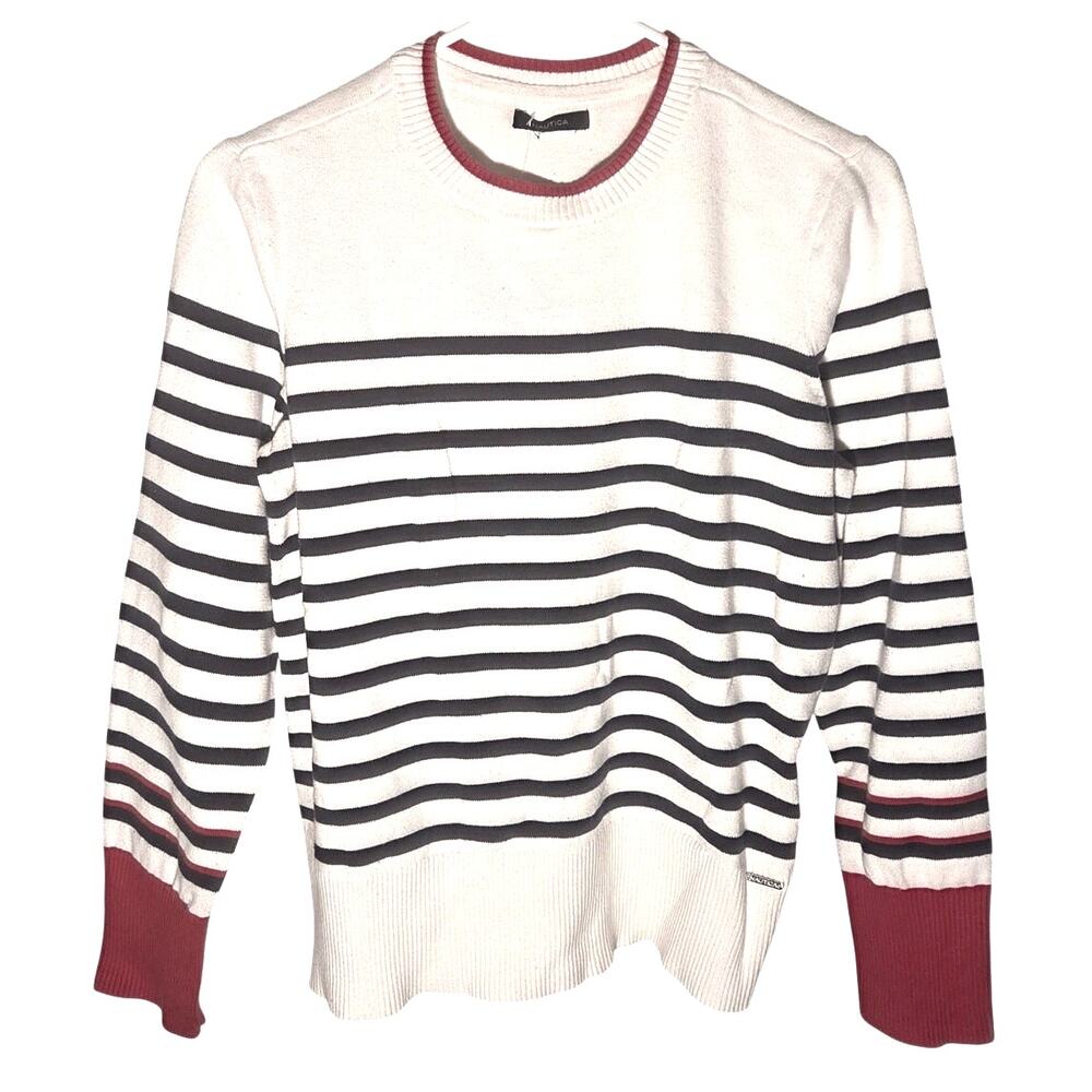 Nautica Women's Striped Sweater - Small - White, Blue, Red